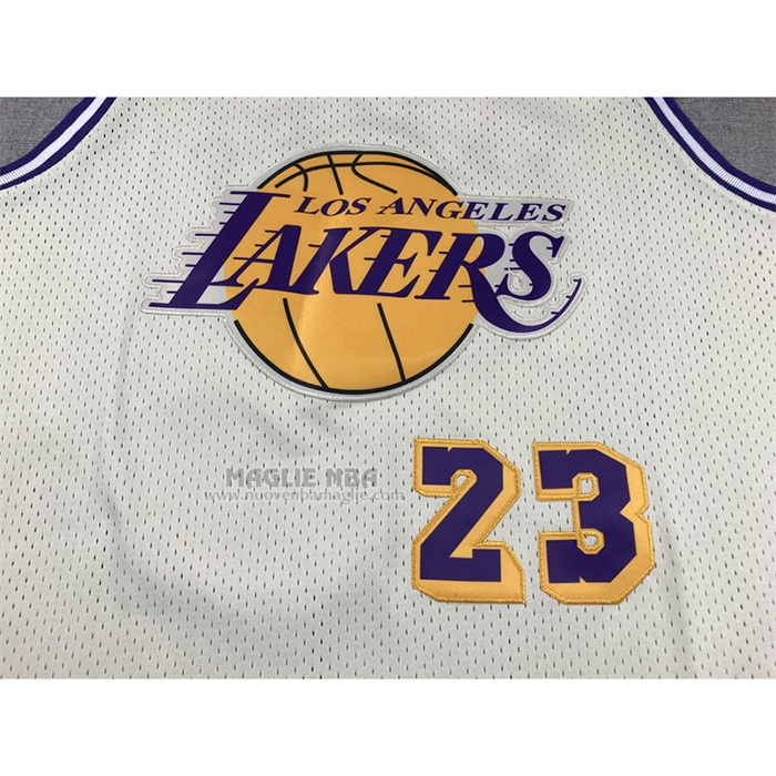 Maglia
 Lebron James NO 23 Los Angeles Lakers Mitchell & Ness Chainstitch Crema
